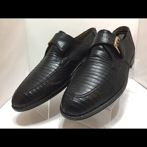 Mezlan Neiman Marcus Monk Strap Black Lizard 7.5 M